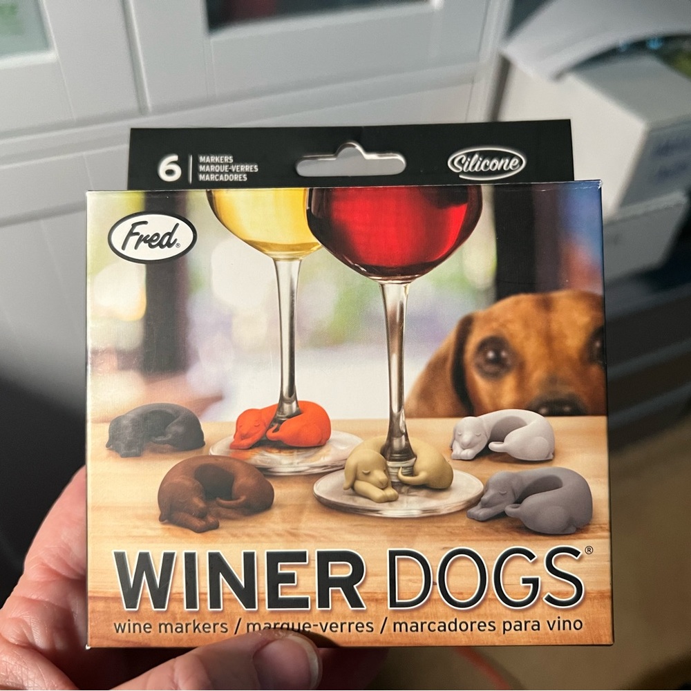 Dachshund Winer Dog wine party glass markers NIB